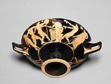 Terracotta kylix (drinking cup), Attributed to the manner of the Epeleios Painter, Terracotta, Greek, Attic