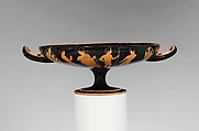 Terracotta kylix (drinking cup), Attributed to the Euaion Painter, Terracotta, Greek, Attic