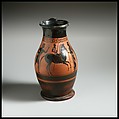 Terracotta oinochoe: olpe (jug), Terracotta, Greek, Attic