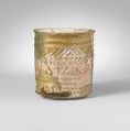Glass beaker with inscription, Glass, Roman, Syrian