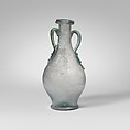 Glass two-handled bottle (amphora), Glass, Roman