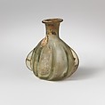 Glass ribbed bottle, Glass, Roman