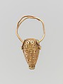 Gold earring with head of a bull, Gold, Cypriot