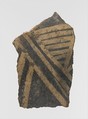 Terracotta vessel fragment with linear motifs, Terracotta, Minoan
