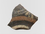 Terracotta vase fragment with floral decoration and bands, Terracotta, Minoan