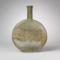 Glass lentoid bottle, Glass, Roman