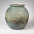 Glass cinerary urn (olla), Glass, Roman
