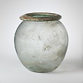 Glass cinerary urn (olla), Glass, Roman