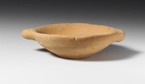 Terracotta miniature dish with two handles, Terracotta, Greek, Laconian