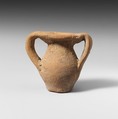 Terracotta miniature jar with two handles, Terracotta, Greek, Laconian