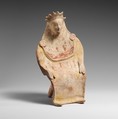 Terracotta statuette of a seated goddess, Terracotta, Greek, Boeotian