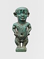 Faience amulet in the form of the dwarf god Pataikos, Clay, glazed, Egyptian, Ptolemaic