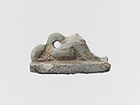 Faience amulet of a recumbent lion or sphinx, Faience, Egyptian