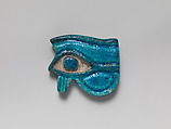 Faience Wedjat-eye amulet, Clay, glazed, Egyptian.