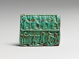 Faience amulet plaque with several deities, Faience, Egyptian or Levantine
