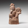 Terracotta statuette of Harpokrates, Terracotta, Roman, Egyptian