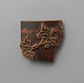Terracotta applique fragment of ivy leaves and berries, Terracotta, Greek, Pergamene