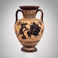 Terracotta  neck-amphora (jar), Terracotta, Greek, Attic