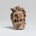 Terracotta head of a laughing satyr, Terracotta, Greek