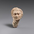 Terracotta head of an old woman, Terracotta, Greek