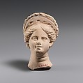 Terracotta female head, Terracotta, Greek