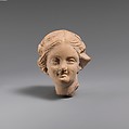 Terracotta head of a young woman, Terracotta, Greek