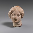Terracotta female head, Terracotta, Greek