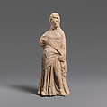 Terracotta statuette of a woman, Terracotta, Greek, South Italian, Tarentine