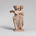 Terracotta statuette of Eros and Psyche, Terracotta, Greek, Boeotian