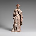 Terracotta statuette of a woman, Terracotta, Greek, Boeotian