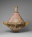Terracotta lekanis (dish) with lid and finial, Terracotta, Greek, Sicilian, Centuripe