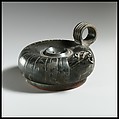 Terracotta guttus (flask with handle and spout), Terracotta, Greek, South Italian, Campanian