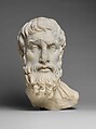 Marble head of Epikouros, Marble, Pentelic, Roman