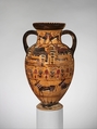 Terracotta neck-amphora (jar), Attributed to the Paris Painter, Terracotta, Etruscan