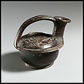 Terracotta askos (flask with a spout and handle over the top), Terracotta, Greek, South Italian, Campanian