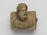 Bronze fitting decorated with a bust of Neptune, Bronze, Roman