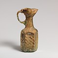 Glass hexagonal jug, Glass, Roman, Palestinian