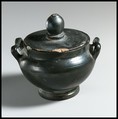 Terracotta pyxis (box), Terracotta, Greek, South Italian, Campanian