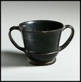 Terracotta sessile kantharos (deep cylindrical drinking cup with two handles), Terracotta, Greek, Attic