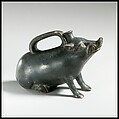 Terracotta askos in the form of a boar, Terracotta, Greek, South Italian, Campanian