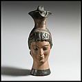 Oinochoe in the form of a woman's head, Terracotta, Greek or Etruscan, South Italian (Campanian)