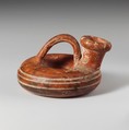 Terracotta ring askos (flask with a spout and handle over the top), Terracotta, Lydian