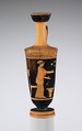 Terracotta lekythos (oil flask), Carlsruhe Painter, Terracotta, Greek, Attic