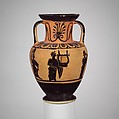 Terracotta neck-amphora (jar), Terracotta, Greek, South Italian, Campanian