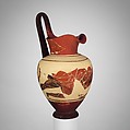 Terracotta oinochoe (jug), Painter of the Vienna Stamnos 318, Terracotta, Etruscan