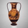 Terracotta neck-amphora of Nicosthenic shape (jar), Attributed to the Class of Cabinet des Médailles 218, Terracotta, Greek, Attic