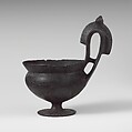 Terracotta stemmed kyathos (single-handled cup), Terracotta, Etruscan