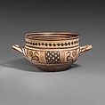 Terracotta skyphos (deep drinking cup), Terracotta, Greek, Euboean