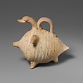 Terracotta duck-shaped askos (flask with spout and handle over the back), Terracotta, Cypriot