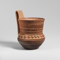 Terracotta tankard, Terracotta, Greek, Attic